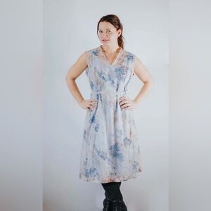 Vintage sheer floral dress with slip, size M/L